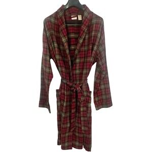 L.L.Bean Men's Large Red Plaid Robe Classic Cozy Loungewear